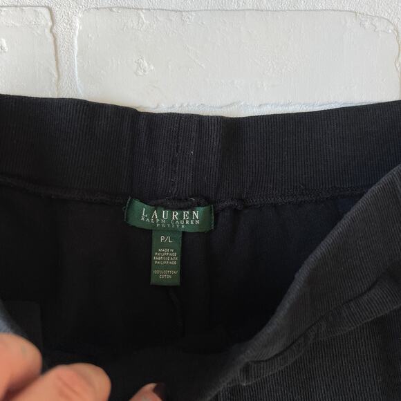 Lauren Ralph Lauren Wide Leg Elastic Black Lounge Pants Coastal Grandma-sz PL - Picture 5 of 5